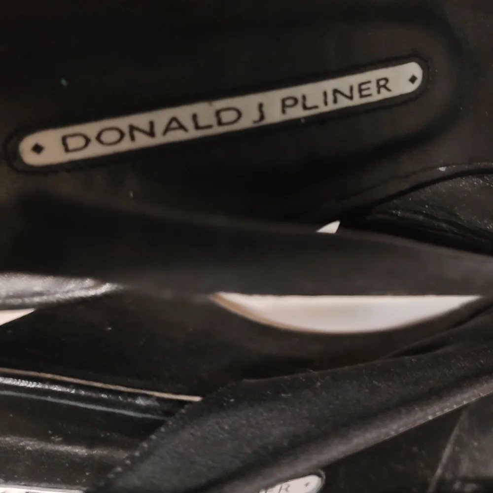 Donald J. Pliner Black Wedge Peep Toe Heel Slingback Shoes